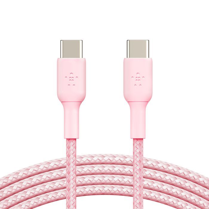 【BELKIN】BOOST↑CHARGE Braided USB-C 至 USB-C 編織充電線纜2m-粉 