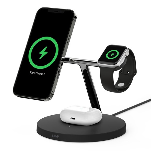 [WIZ009dqBK] Belkin BOOST↑CHARGE PRO MagSafe 3 合 1 無線充電器 -黑