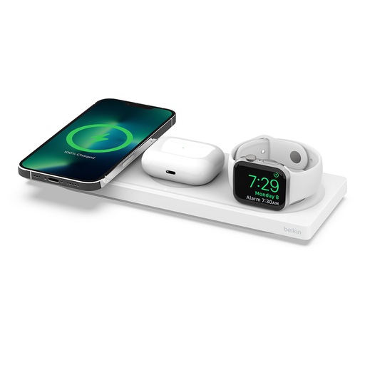 [WIZ016dqWH] Belkin Magsafe 平板式三合一無線充電座 -白